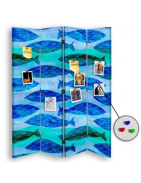 PARAVENT PIN IT - BLUE FISH - 3 / 4 / 5