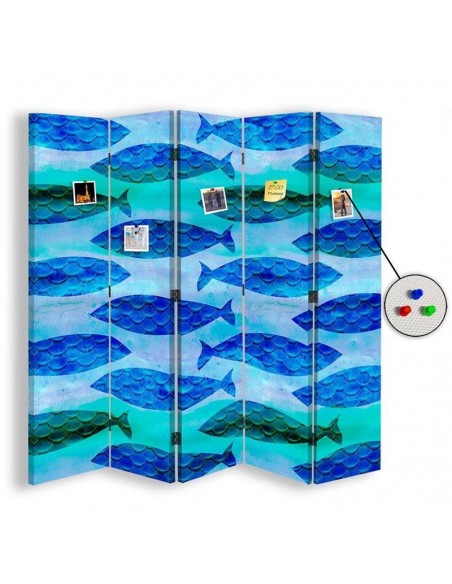PARAVENT PIN IT - BLUE FISH - 3 / 4 / 5