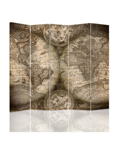 PARAVENT CARTE DU MONDE ANTIQUE / 3 - 4 - 5