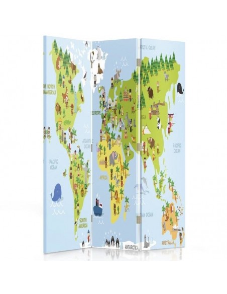 PARAVENT MAPPEMONDE ENFANT / 3 - 4 - 5