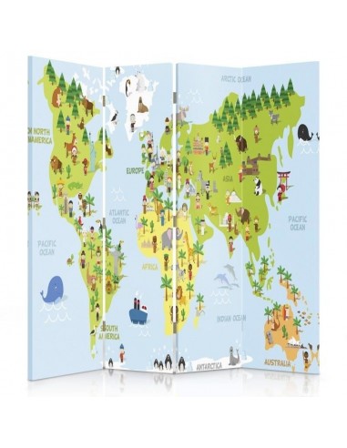 PARAVENT MAPPEMONDE ENFANT / 3 - 4 - 5