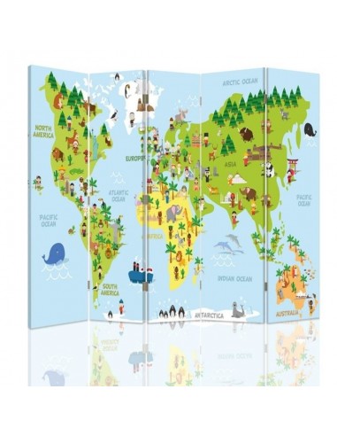 PARAVENT MAPPEMONDE ENFANT / 3 - 4 - 5