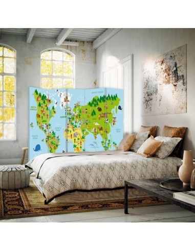 PARAVENT MAPPEMONDE ENFANT / 3 - 4 - 5