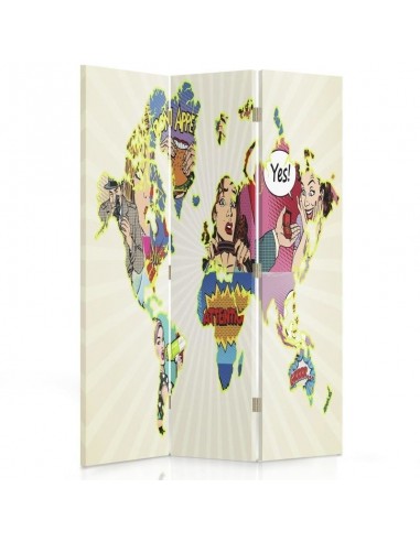 PARAVENT MAPPEMONDE POP ART / 3 - 4 - 5