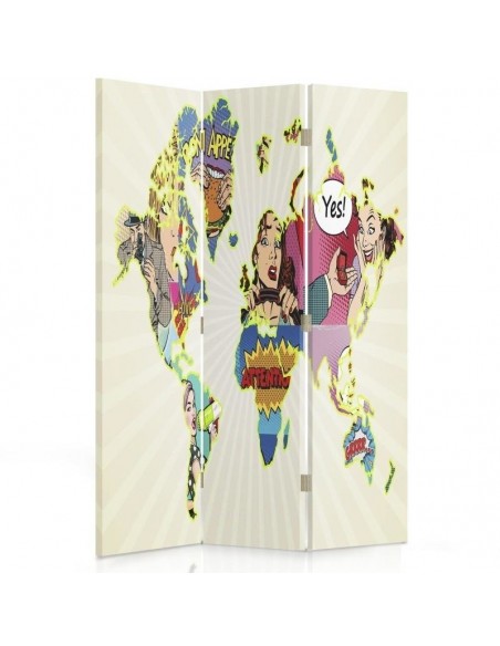 PARAVENT MAPPEMONDE POP ART / 3 - 4 - 5