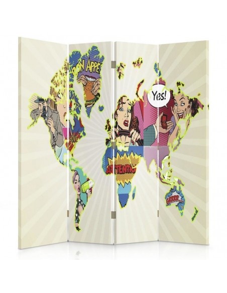 PARAVENT MAPPEMONDE POP ART / 3 - 4 - 5