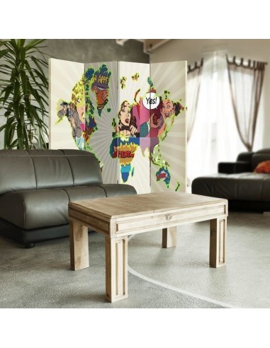 PARAVENT MAPPEMONDE POP ART / 3 - 4 - 5