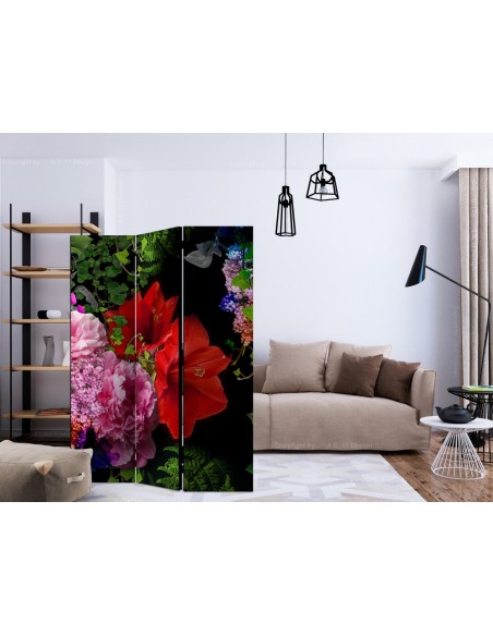 PARAVENT PIVOINE ET HIBISCUS / 3 - 5