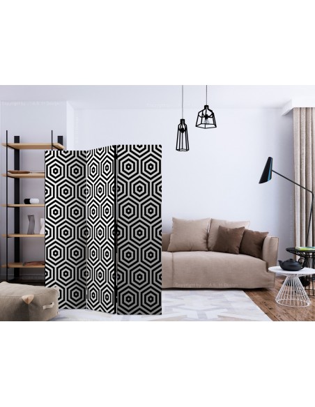 PARAVENT HEXAGONE NOIR ET BLANC / 3 - 5