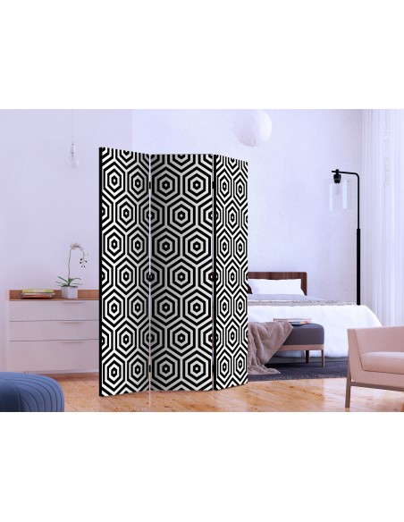 PARAVENT HEXAGONE NOIR ET BLANC / 3 - 5