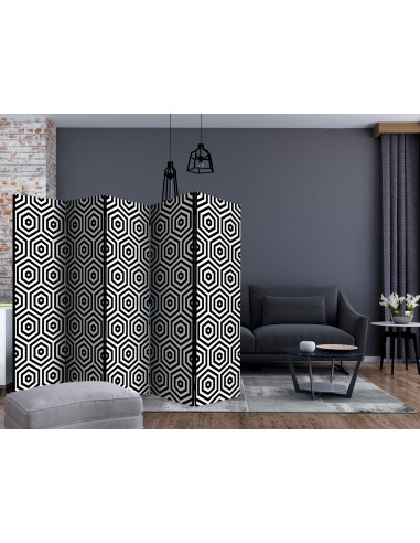 PARAVENT HEXAGONE NOIR ET BLANC / 3 - 5