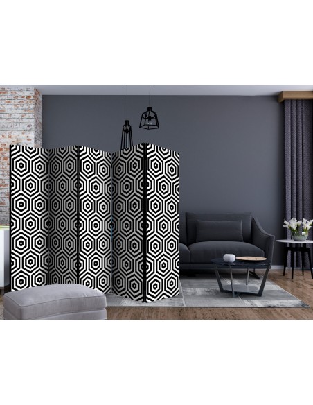 PARAVENT HEXAGONE NOIR ET BLANC / 3 - 5