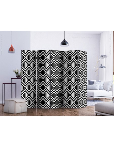 PARAVENT HEXAGONE NOIR ET BLANC / 3 - 5