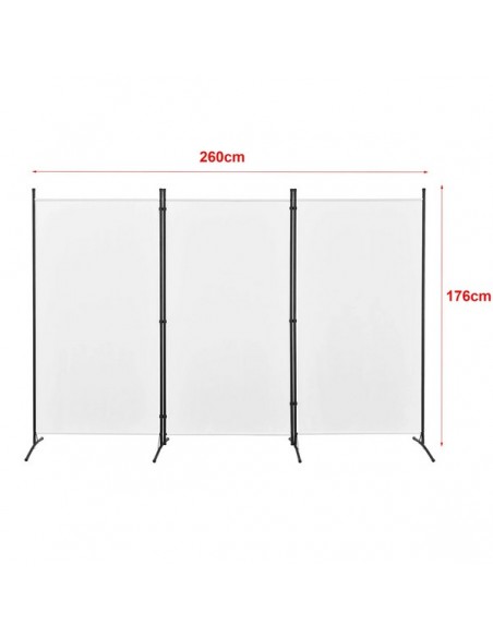 PARAVENT XXL METAL BLANC 176x260cm