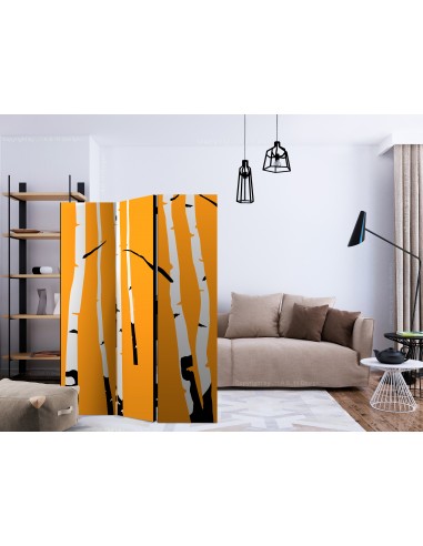 Birches on the orange background 3 volets