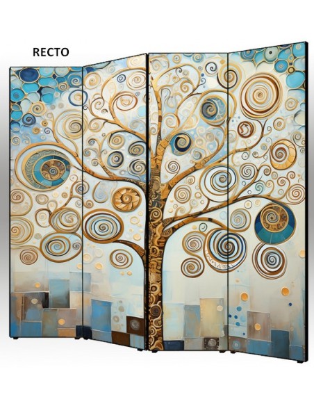PARAVENT ARBRE GOLD BLUE 3 - 4