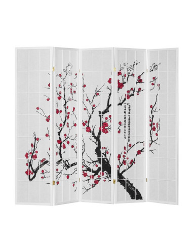 PARAVENT SHOJI CERISIER BLANC 3 - 4 - 5 -6