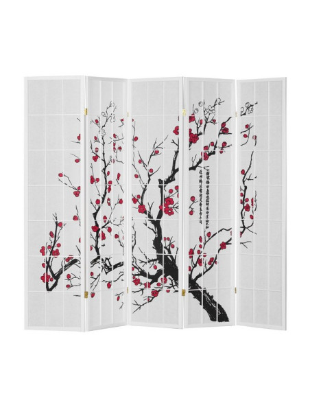 PARAVENT SHOJI CERISIER BLANC 3 - 4 - 5 -6
