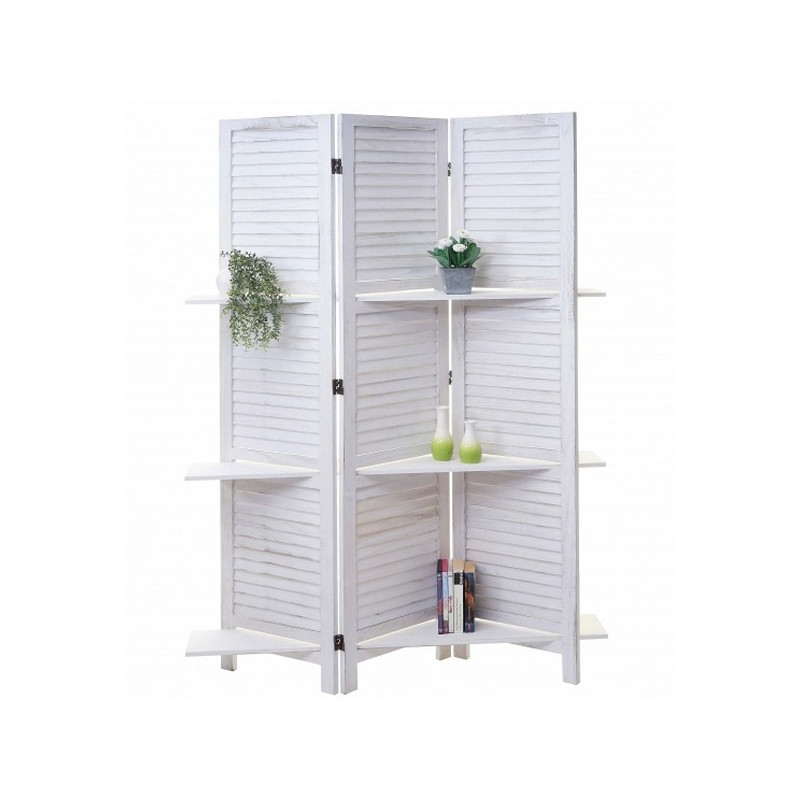PARAVENT ETAGERES BLANC 3