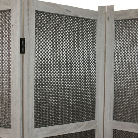PARAVENT BOIS TRESSAGE PVC 3