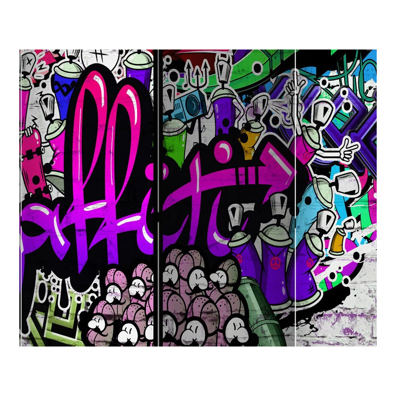 PARAVENT GRAFFITI MAUVE 5