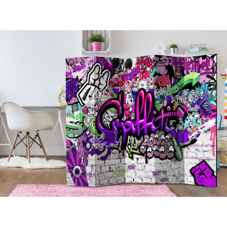 PARAVENT GRAFFITI MAUVE 5