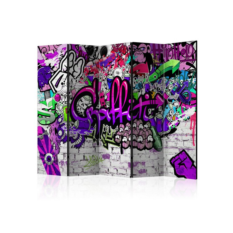PARAVENT GRAFFITI MAUVE 5