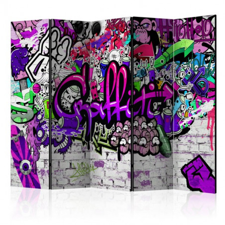 PARAVENT GRAFFITI MAUVE 5